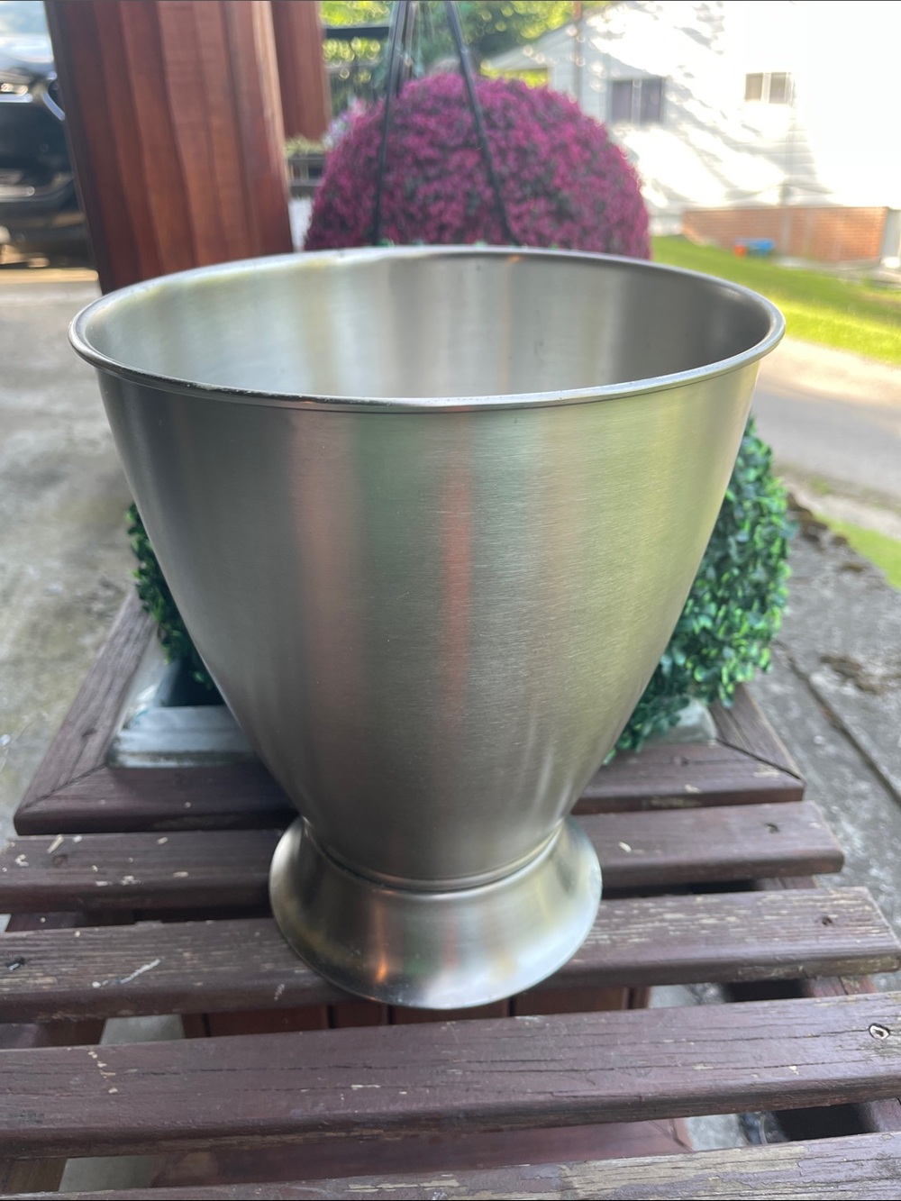 Brushed Metal Decorative Planter Vase - Silver